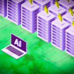 A depiction of the environmental costs of generative AI, highlighting electricity and water consumption in data centers.