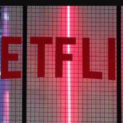 Netflix app displayed on a smart TV screen alongside an iPhone showing the Netflix interface.