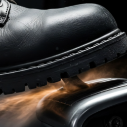 Person pressing brake pedal symbolizing U.S. halting AI Diffusion Rule; concept of AI export restrictions and global tech policy.