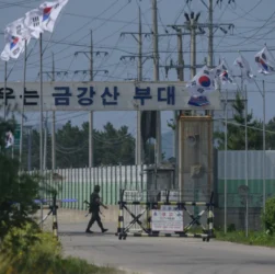 South Korean soldiers stand guard near the DMZ as tensions rise with an increasingly assertive North Korea