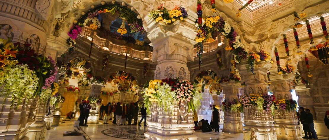 Aerial view of Ayodhya city surrounding the Ram Mandir, showing rapid urban and real estate development