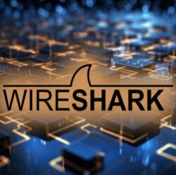 Wireshark network analyzer interface displayed on screen with security warning and update notification