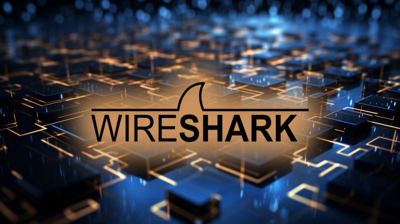 Wireshark network analyzer interface displayed on screen with security warning and update notification