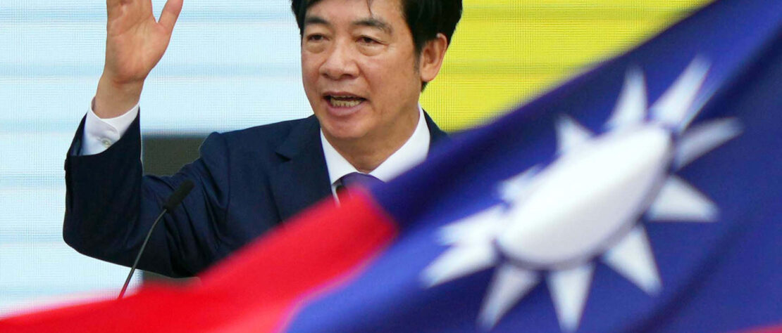 Taiwan President Lai Ching-te at a press briefing announcing a $40 billion defense budget amid rising military tensions with China