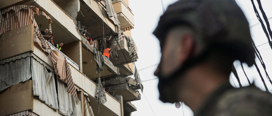 Smoke billows from buildings in Beirut’s Haret Hreik district following Israel’s strike targeting Hezbollah.