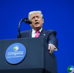 Former President Donald Trump speaking at a political event after accusing Democratic lawmakers of seditious behavior.