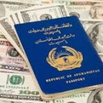 US immigration checkpoint sign with a passport and visa stamp illustration, symbolizing the nationwide halt on visas for Afghan passport holders and suspension of asylum rulings.