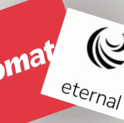 Eternal Ltd shares slip after ₹1,535 crore block deal; Zomato and Blinkit parent reports revenue surge and profit decline.