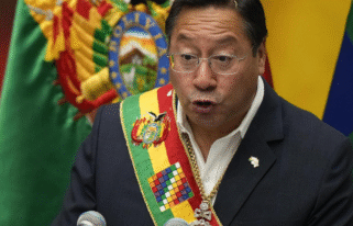 Former Bolivian President Luis Arce addresses the UN General Assembly in New York.