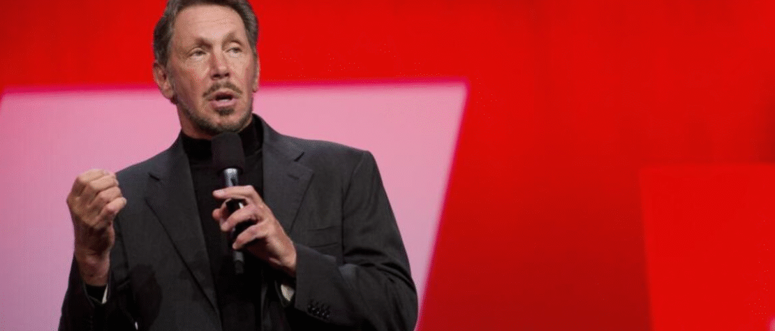 Larry Ellison, Oracle co-founder and tech entrepreneur, posing at a conference