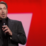 Larry Ellison, Oracle co-founder and tech entrepreneur, posing at a conference