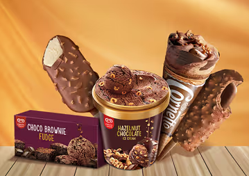 Kwality Wall’s ice cream cone with Heartbrand logo, symbolizing joy and indulgence