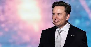 Elon Musk discussing AI and robotics replacing human labor, with futuristic icons representing automation, humanoid robots, and a world of abundant resources.