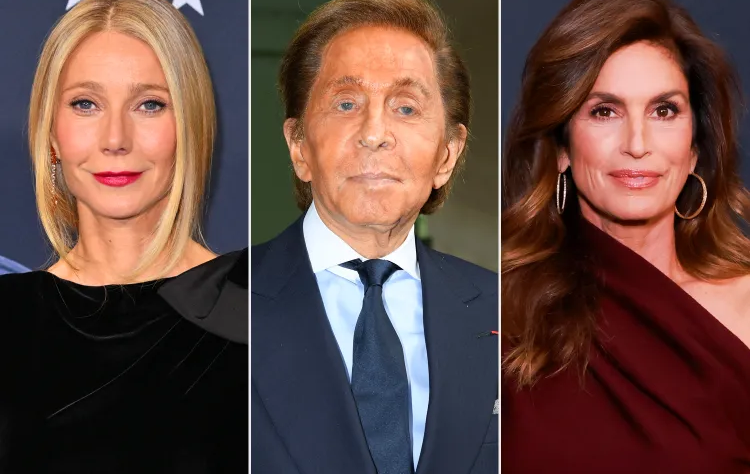 Gwyneth Paltrow, Valentino Garavani and Cindy Crawford at a fashion event