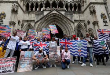 Members of the British Chagossian community outside London's High Court in May last year.