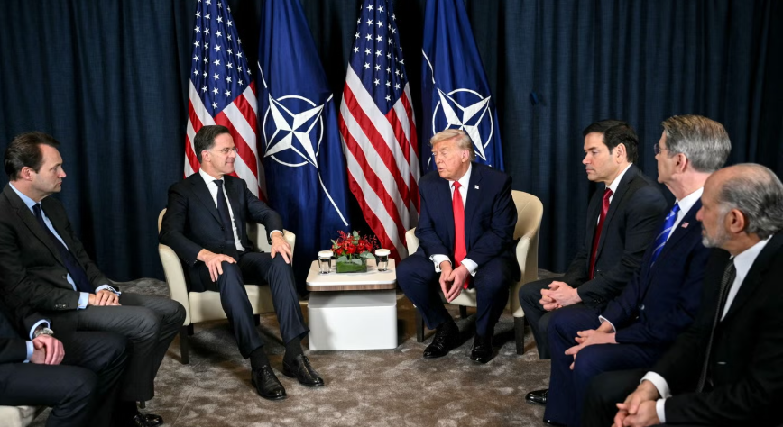 Donald Trump meets NATO Secretary-General Mark Rutte at the World Economic Forum in Davos to discuss Greenland and Arctic security