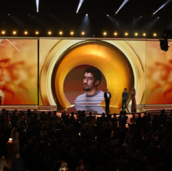 Bad Bunny accepts the Album of the Year award at the 2026 Grammy Awards in Los Angeles for his Spanish-language album Debí Tirar Más Fotos